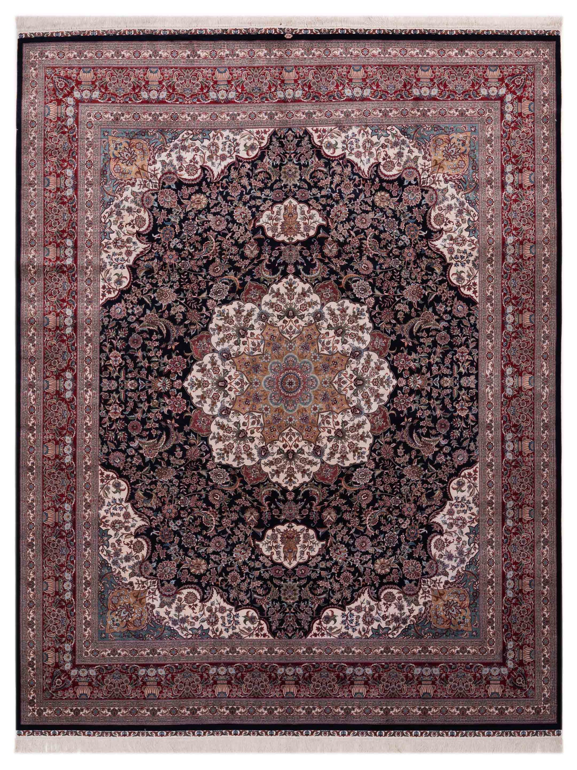 Pasha Pure Silk  Navy Red Traditional