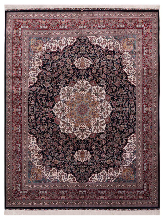 Pasha Pure Silk  Navy Red Traditional