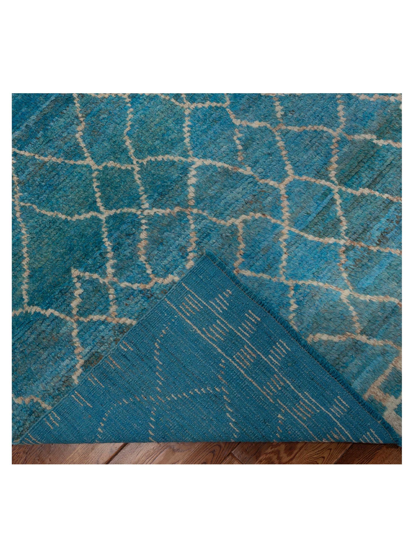 Baskra Sky Blue Ivory 9.2x13.1 Hand Knotted Rug