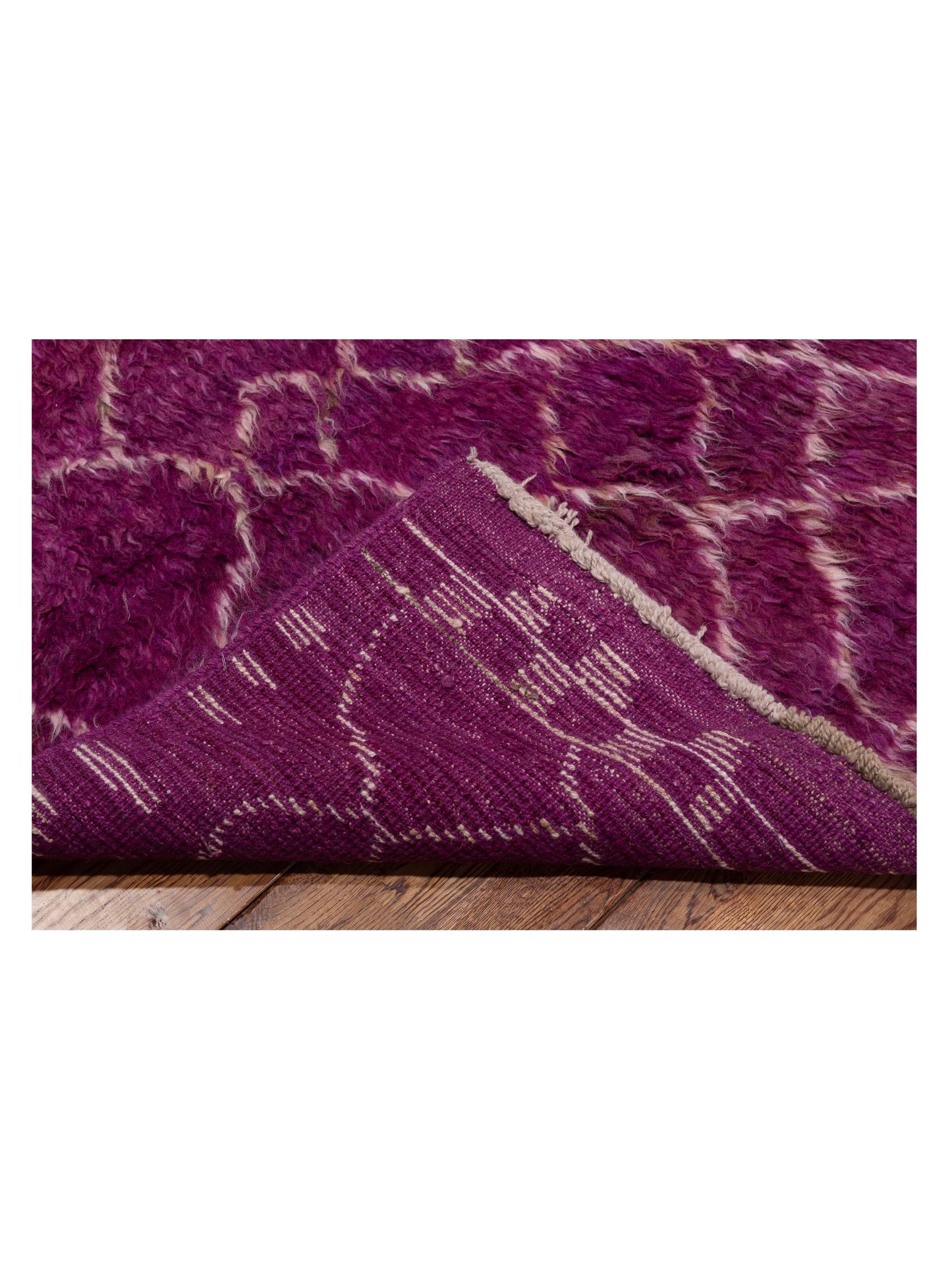 Baskra Fuchsia Ivory 10.4x13.9 Hand Knotted Rug