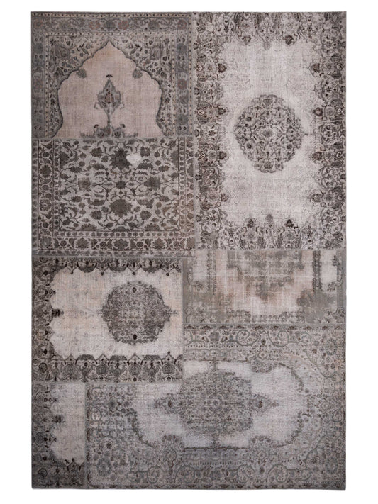 Pasha Turkish Vestige Patchwork  Light Gray  Contemporary