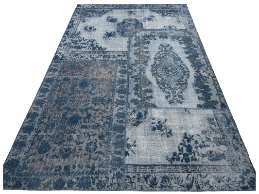 Patchwork Dark Blue 10x13.11 Hand Knotted Rug