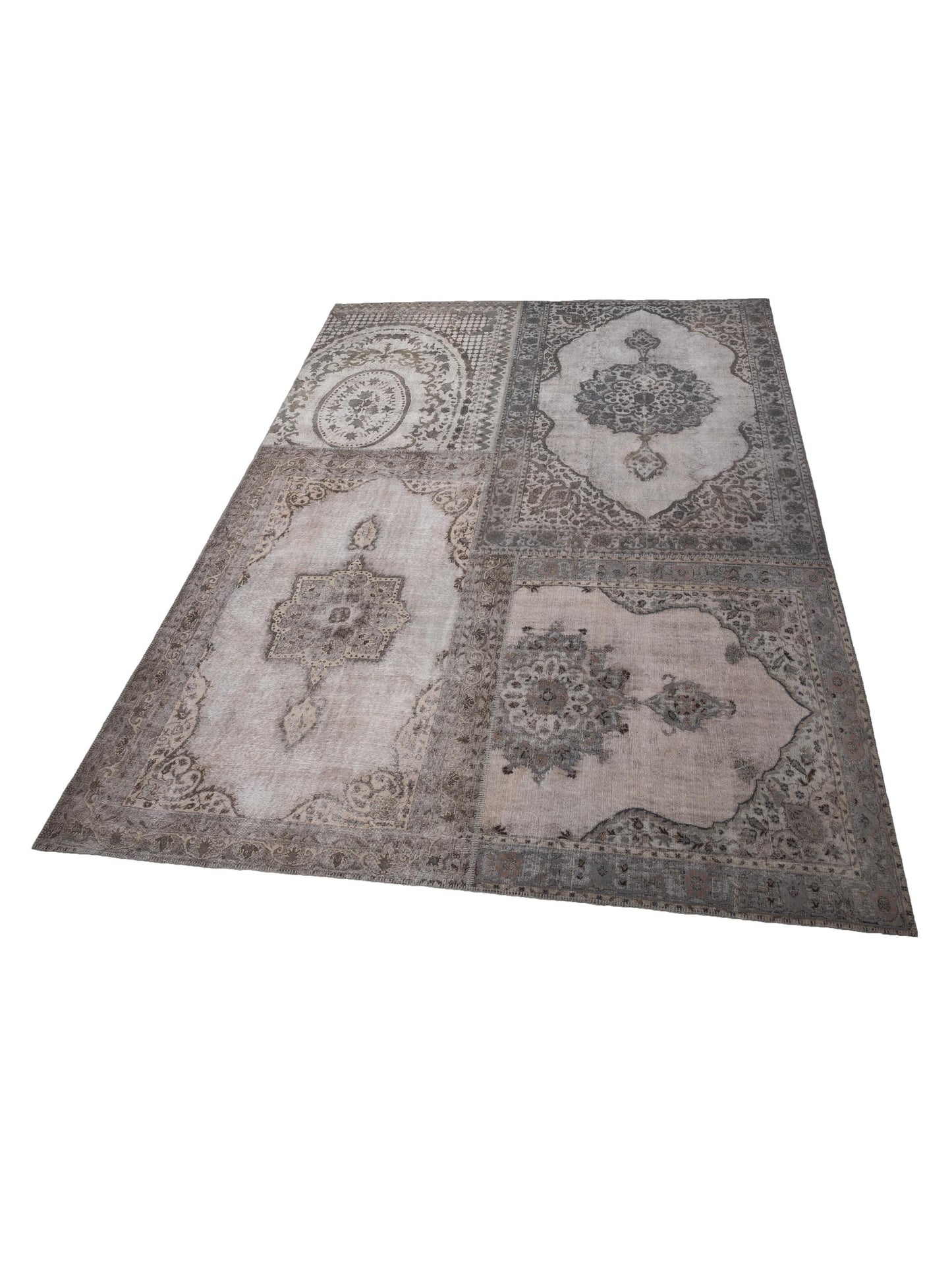 Patchwork Silver Gray 11.10x15.11 Hand Knotted Rug