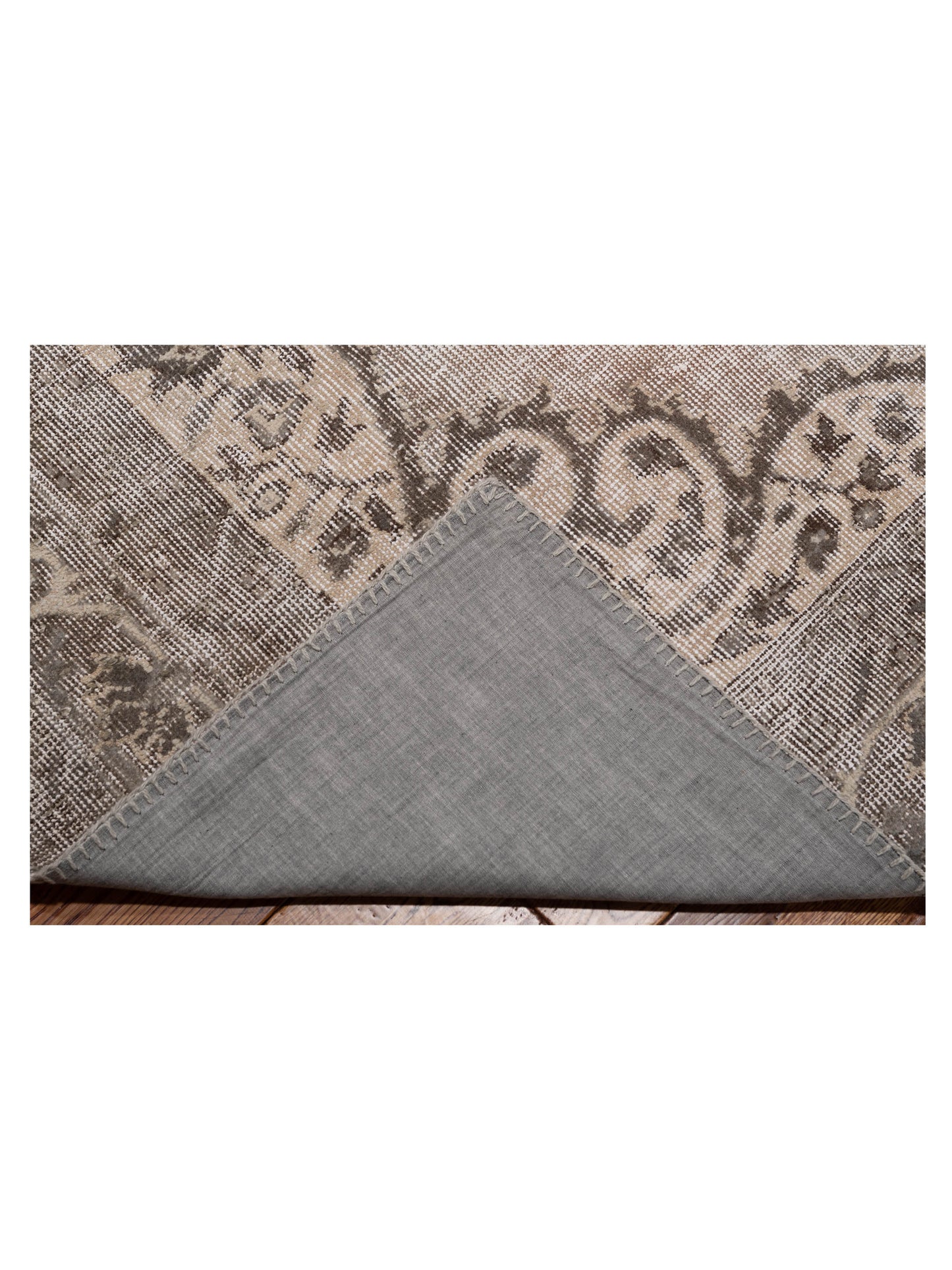 Patchwork Silver Gray 11.10x15.11 Hand Knotted Rug