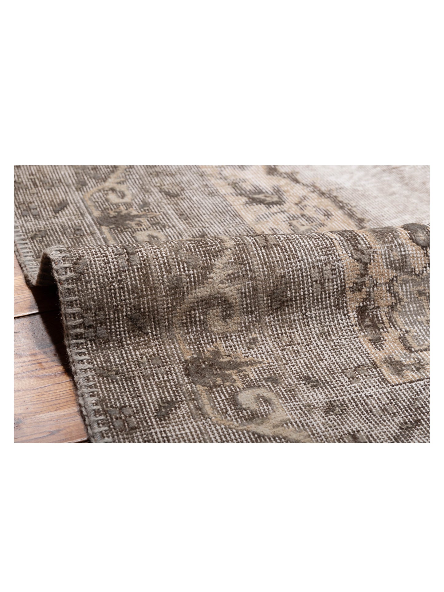 Patchwork Silver Gray 11.10x15.11 Hand Knotted Rug