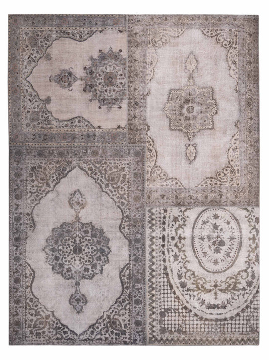 Pasha Turkish Vestige Patchwork  Silver Gray Contemporary