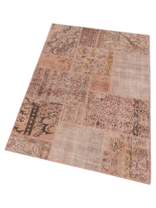 Patchwork Pink 3.11x6 Hand Knotted Rug