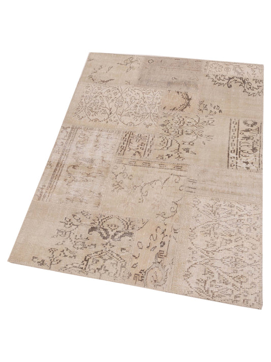 Patchwork Natural 4x5.11 Hand Knotted Rug