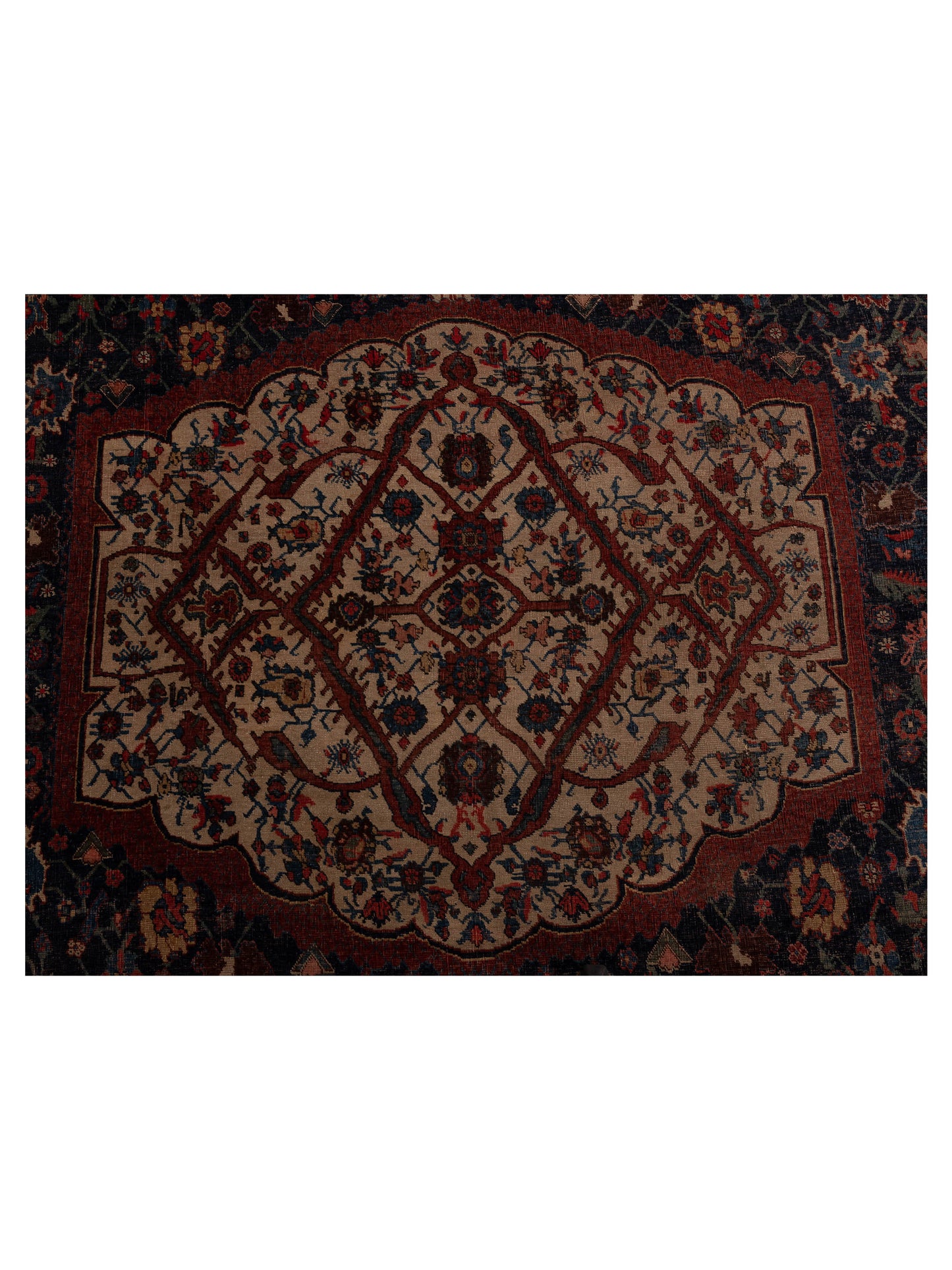 Persian Antique Blue Red 10.8x17.7 Hand Knotted Rugs