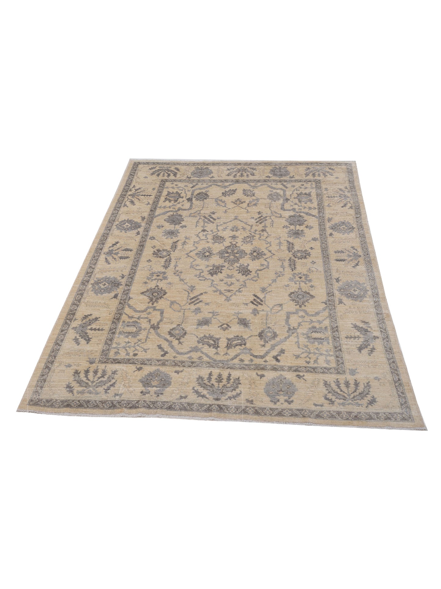 Oushak Ivory Ivory 9x11.9 Hand Knotted Rug
