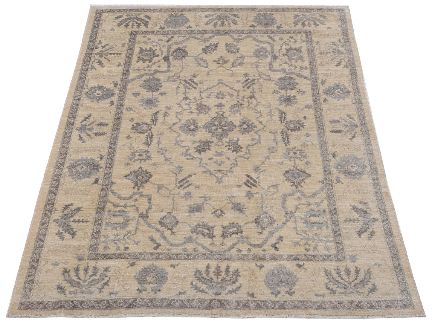 Oushak Ivory Ivory 9x11.9 Hand Knotted Rug