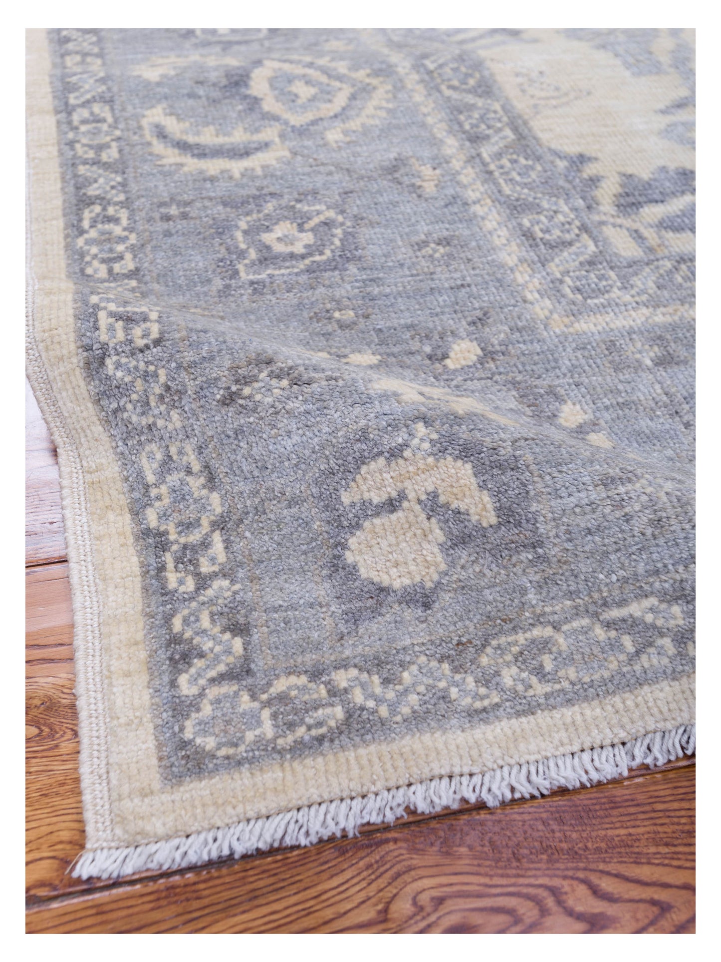 Oushak Ivory Gray 8.1x9.9 Hand Knotted Rug