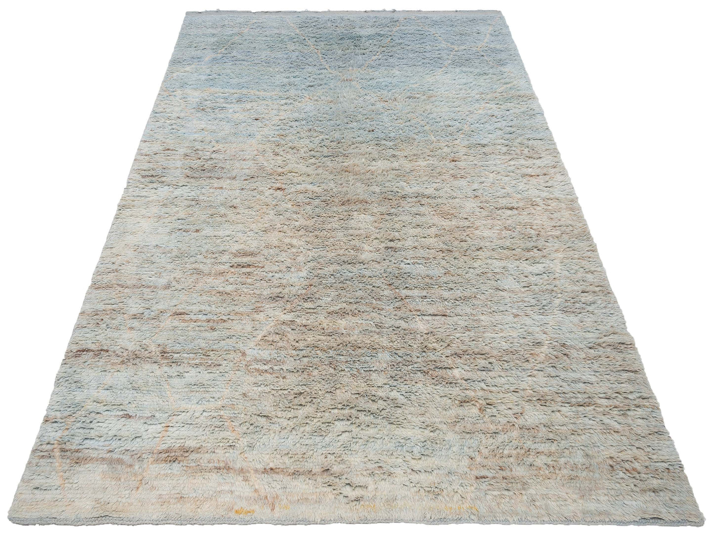 Baskra Ice Blue Ivory 9.3x12 Hand Knotted Rug