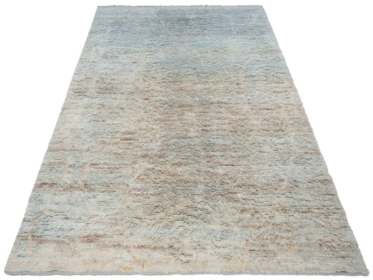 Baskra Ice Blue Ivory 9.3x12 Hand Knotted Rug