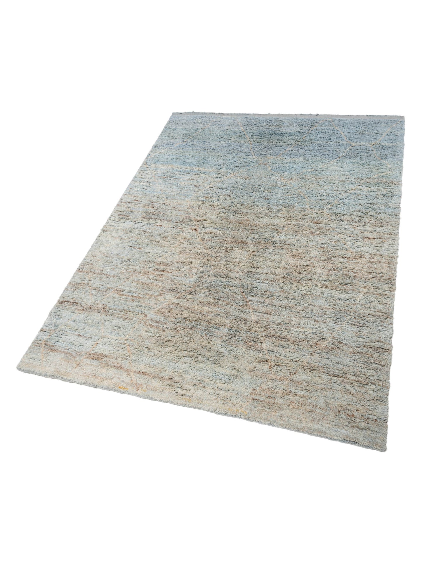 Baskra Ice Blue Ivory 9.3x12 Hand Knotted Rug