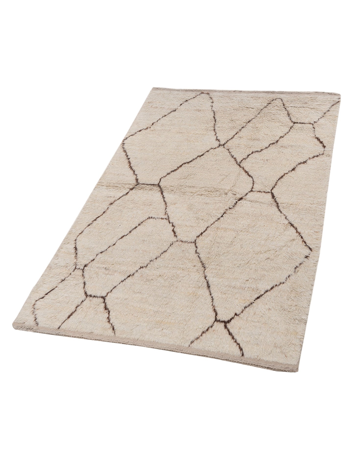 Baskra Ivory Brown 5.2x8.3 Hand Knotted Rug