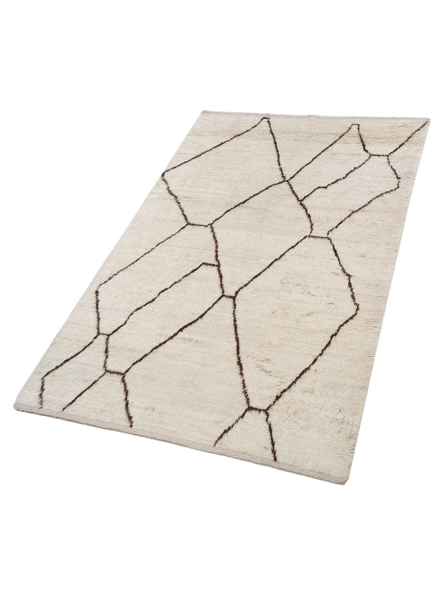 Baskra Ivory Dark Brown 6.3x9.8 Hand Knotted Rug