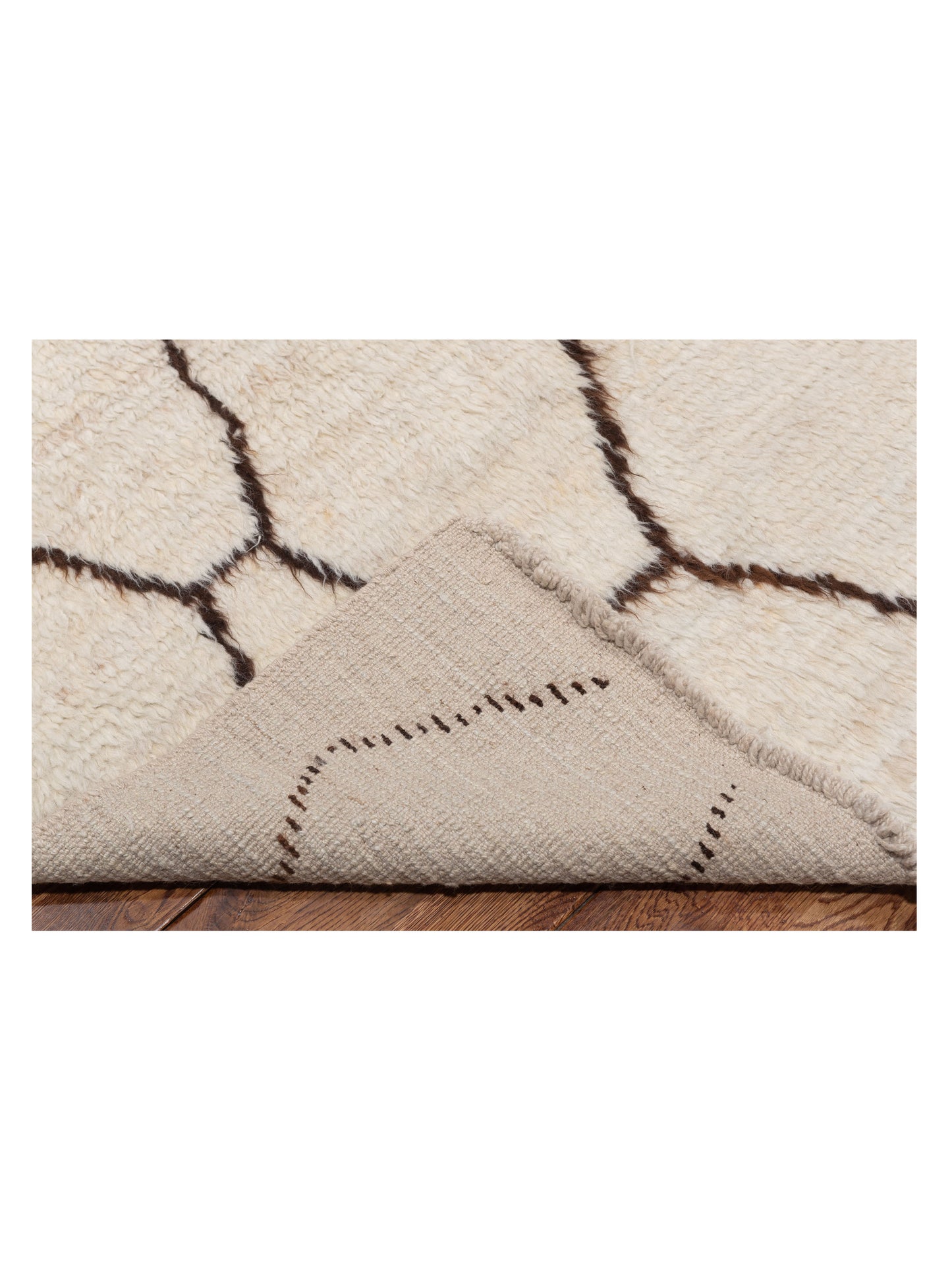 Baskra Ivory Dark Brown 6.3x9.8 Hand Knotted Rug