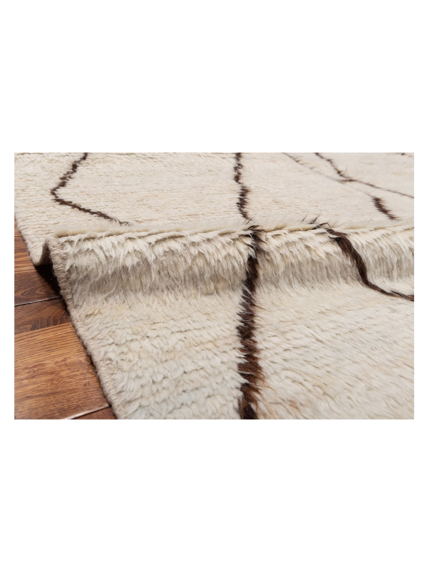 Baskra Ivory Dark Brown 6.3x9.8 Hand Knotted Rug