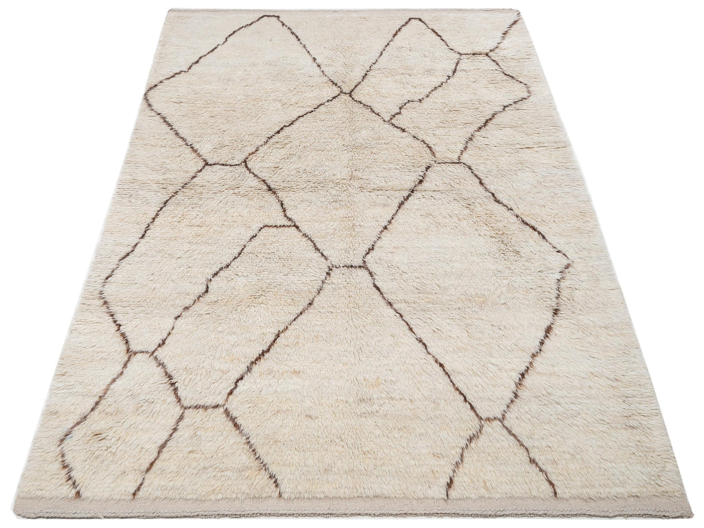 Baskra Ivory Brown 6.2x8.10 Hand Knotted Rug