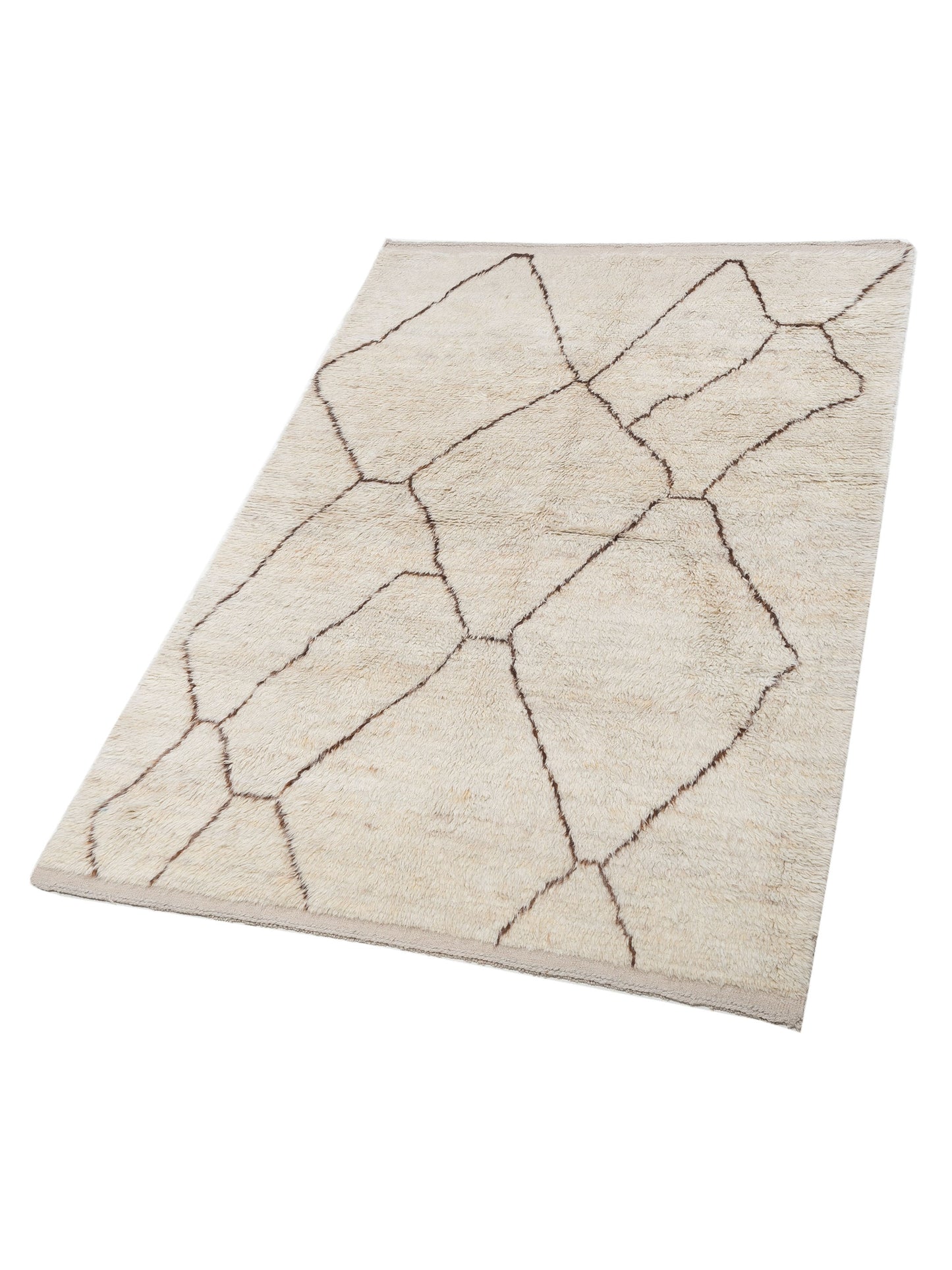 Baskra Ivory Brown 6.2x8.10 Hand Knotted Rug