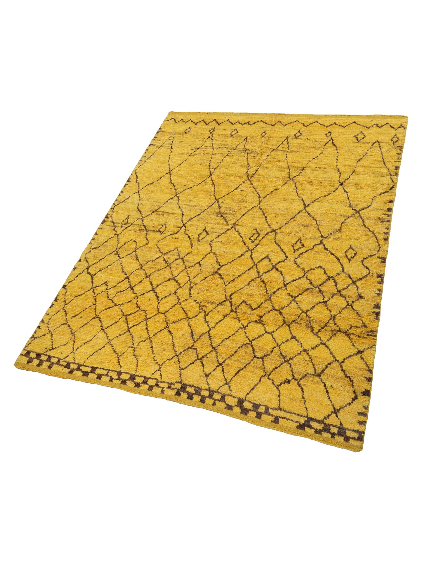 Baskra Yellow Charcoal 8.4x10.4 Hand Knotted Rug
