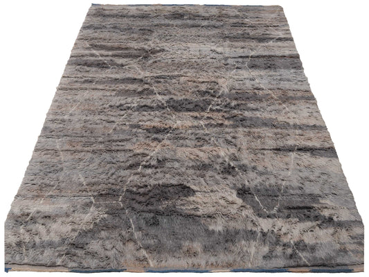 Baskra Gray Silver 9.1x11.1 Hand Knotted Rug