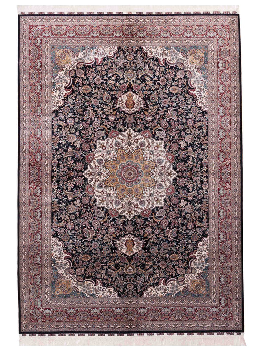 Pasha Pure Silk  Navy Red Traditional