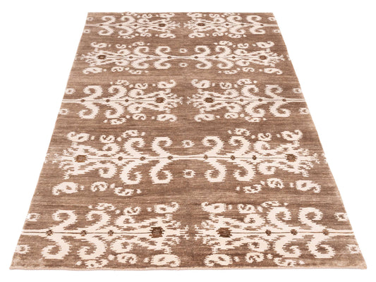 Tenzari Brown 6x9 Hand Knotted Rug