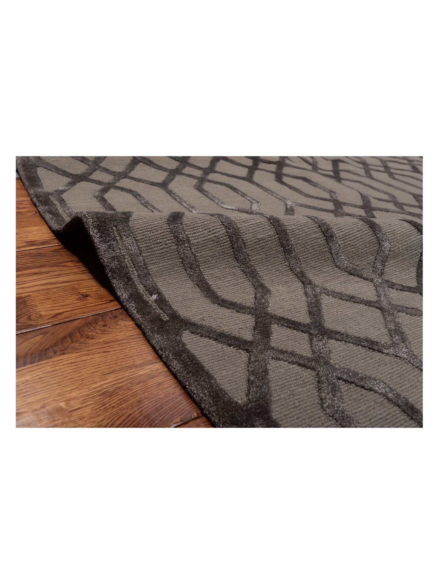 Tenzari Charcoal 8.1x9.10 Hand Knotted Rug