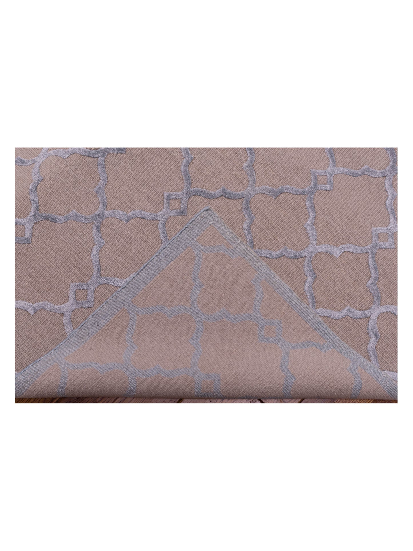 Tenzari Beige Blue 9.1x12 Hand Knotted Rug