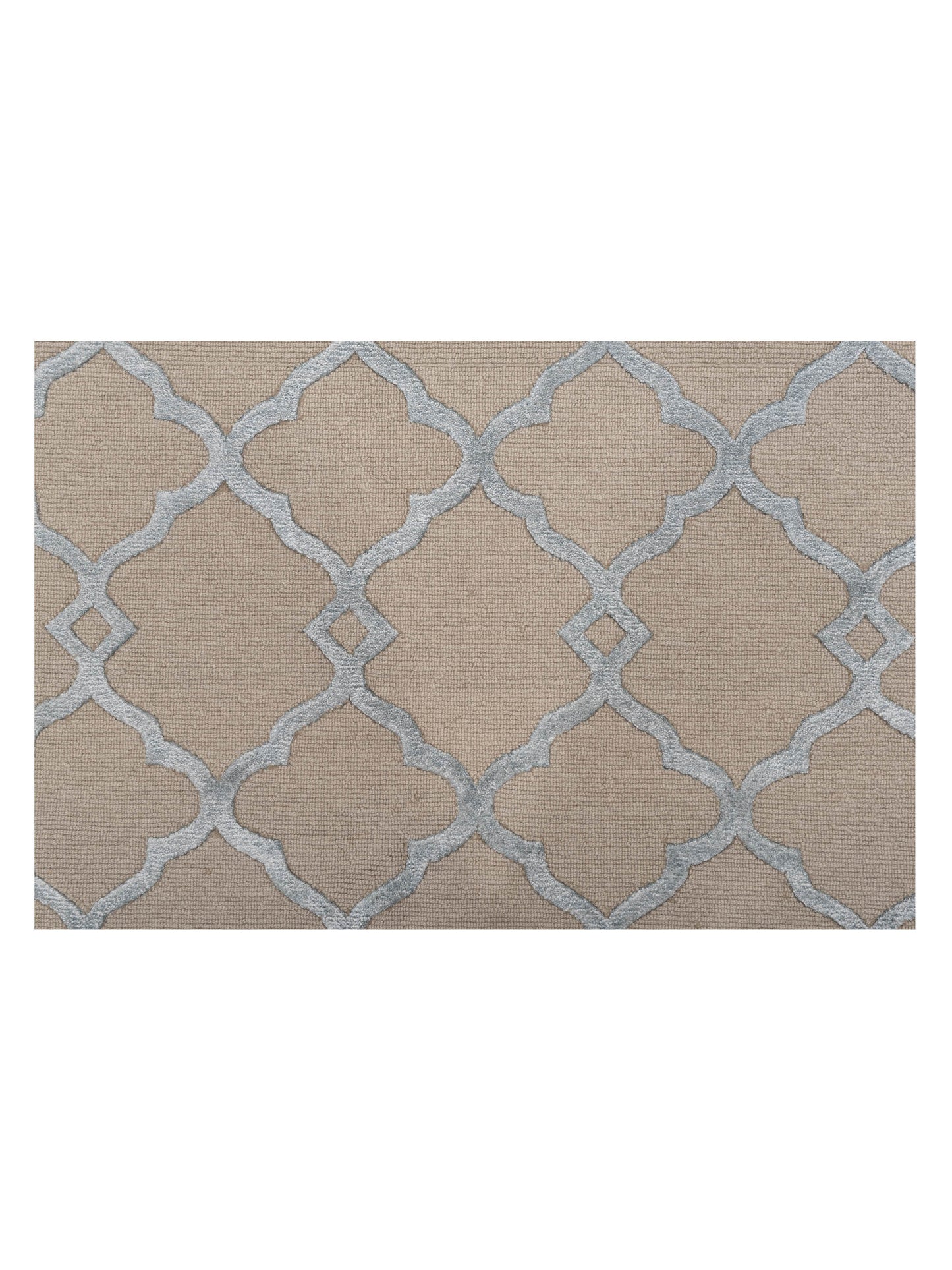Tenzari Beige Blue 8.3x9.11 Hand Knotted Rug