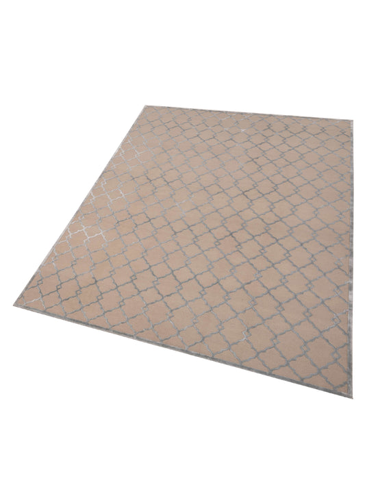 Tenzari Beige Blue 9.1x11.11 Hand Knotted Rug