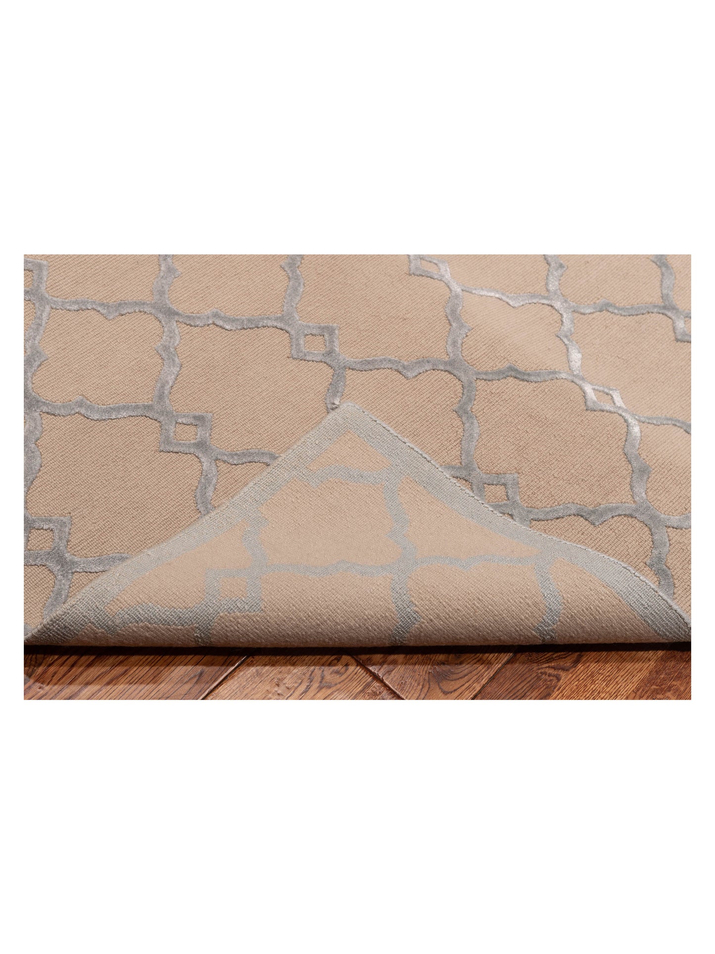 Tenzari Beige Blue 9.1x11.11 Hand Knotted Rug