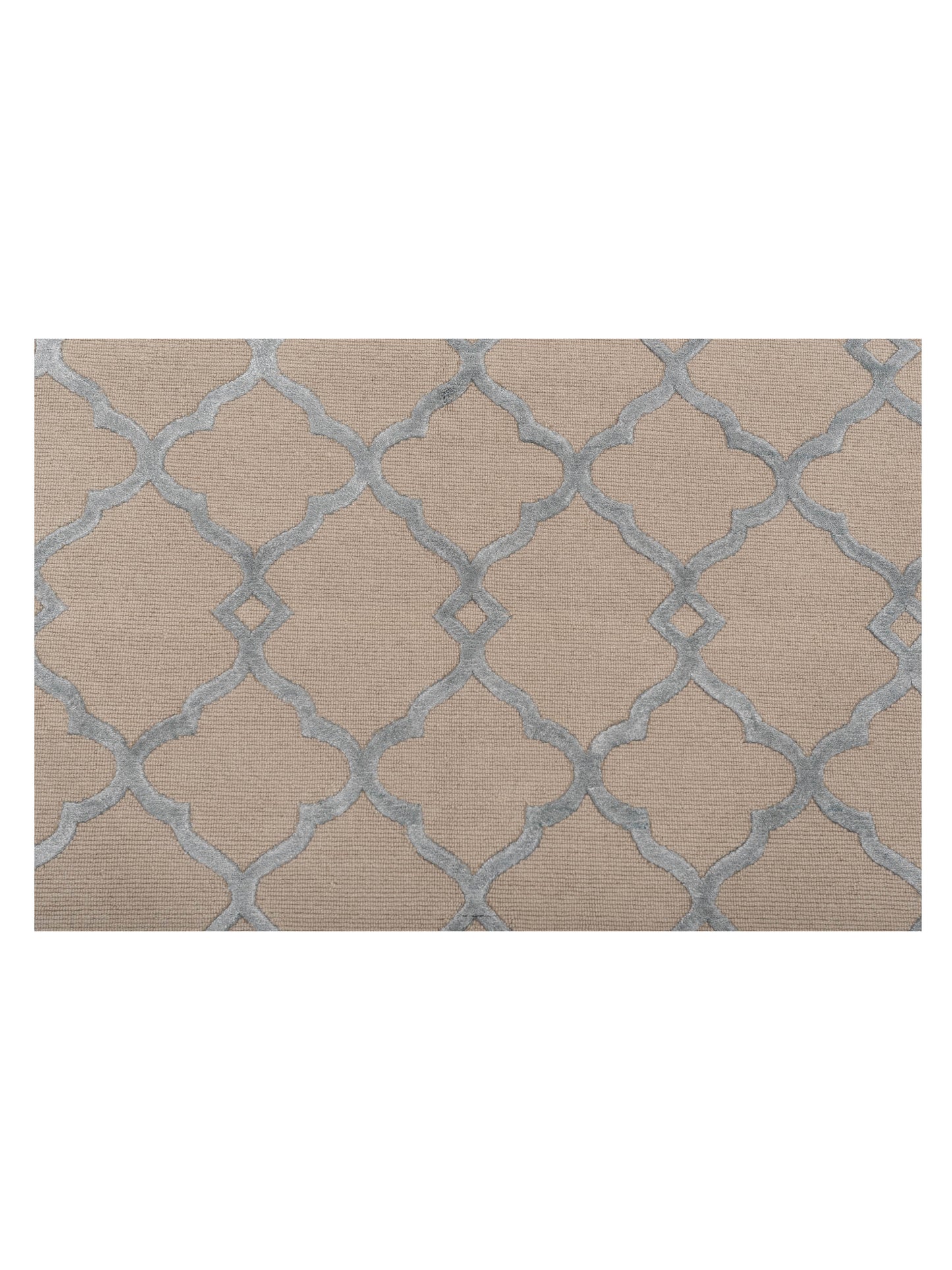 Tenzari Beige Blue 8x10.2 Hand Knotted Rug