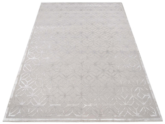 Tenzari Silver 8x10.3 Hand Knotted Rug
