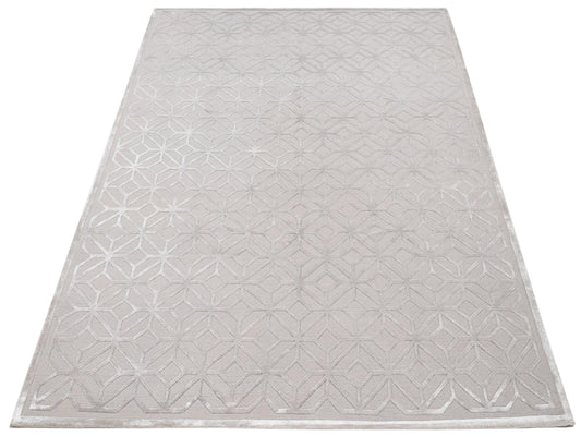 Tenzari Silver 8.1x10.3 Hand Knotted Rug