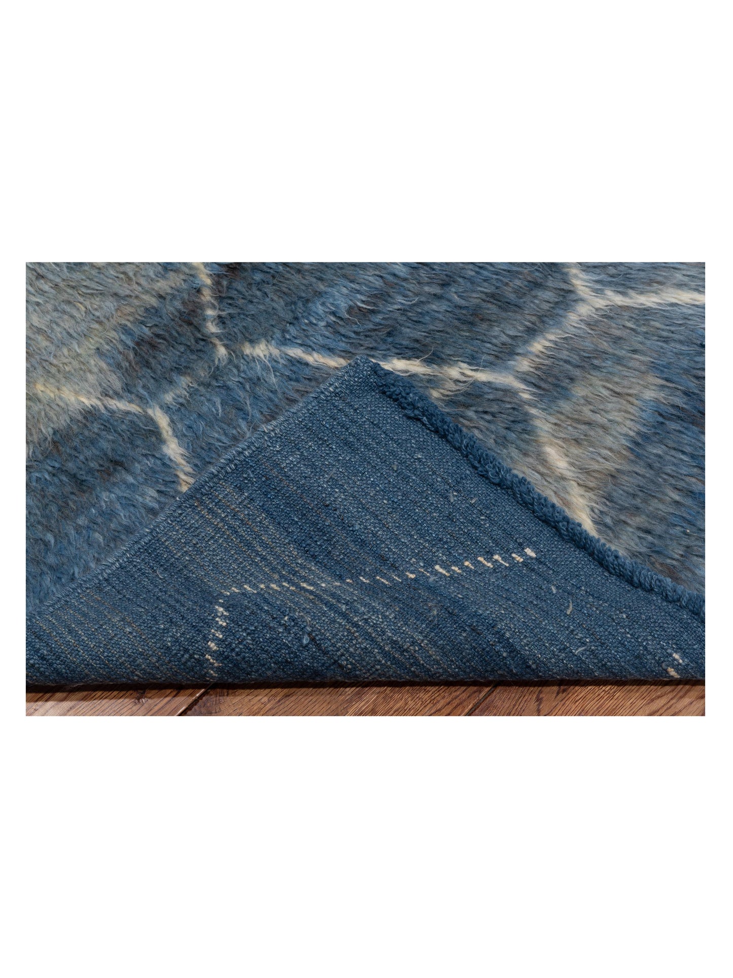 Baskra Dark Blue Ivory 9.5x12.7 Hand Knotted Rug