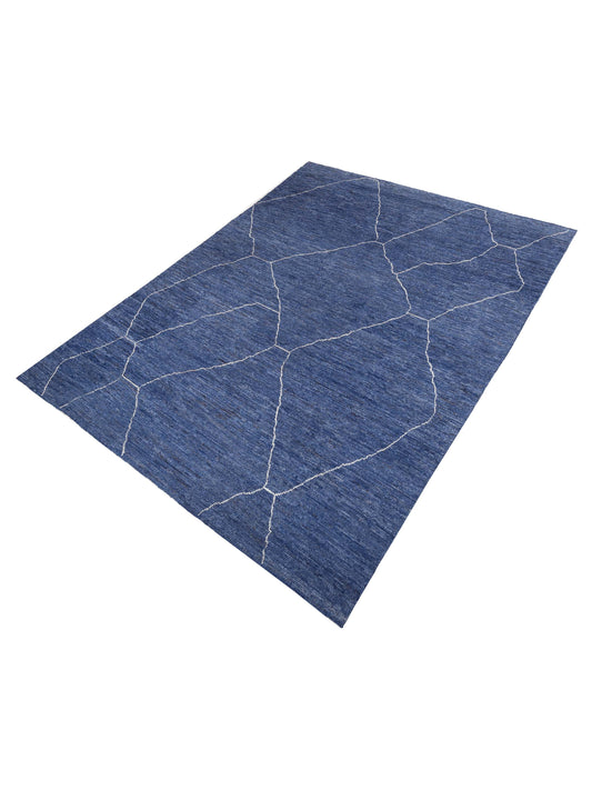 Baskra Indigo Ivory 12.4x16.8 Hand Knotted Rug