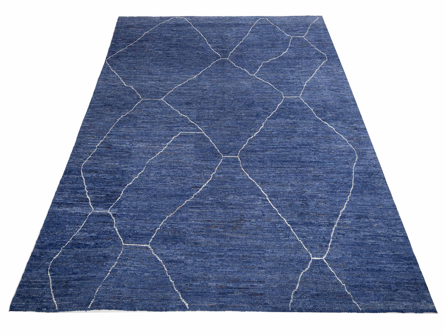 Baskra Indigo Ivory 12.4x16.8 Hand Knotted Rug