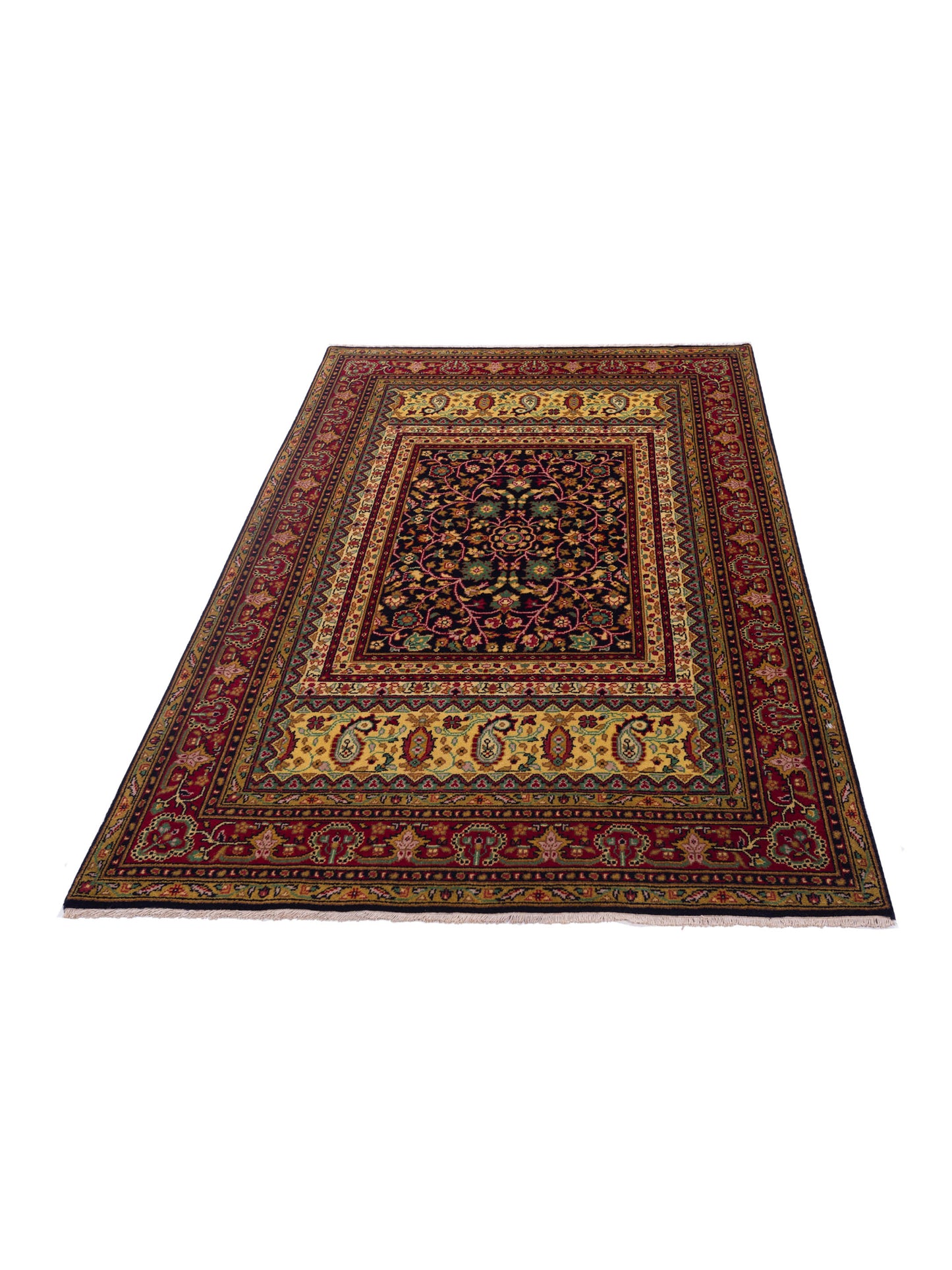 Sansira Black Red 4x6.1 Hand Knotted Rug
