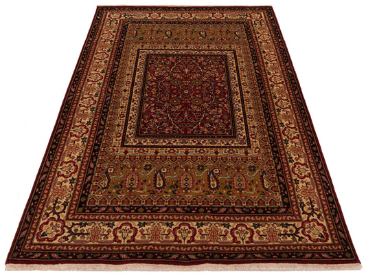 Sansira Red Ivory 4.1x6.1 Hand Knotted Rug