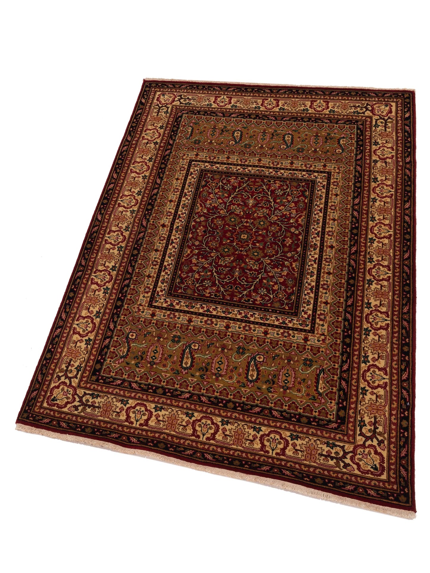 Sansira Red Ivory 4.1x6.1 Hand Knotted Rug