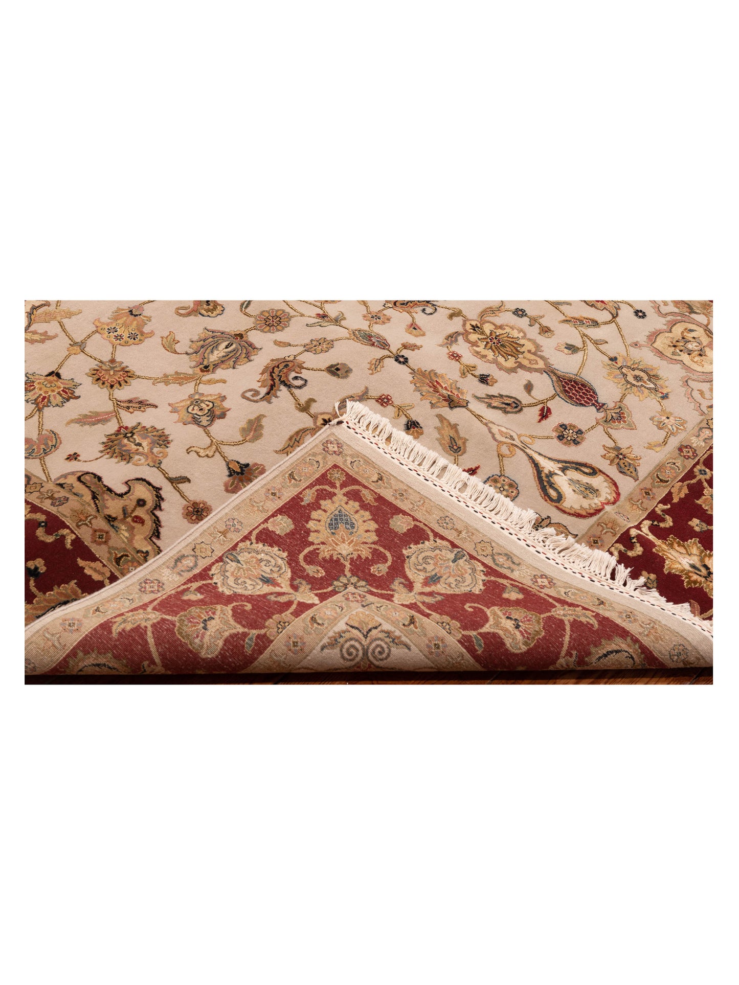 Javira Silk Ivory Red 6x9.3 Hand Knotted Rug