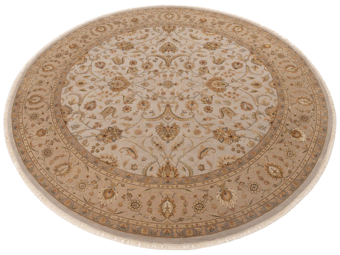 Javira Silk Beige Gold 10x10 Hand Knotted Rug