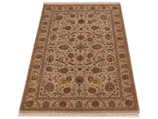 Javira Silk Ivory Ivory 4.2x6.3 Hand Knotted Rug