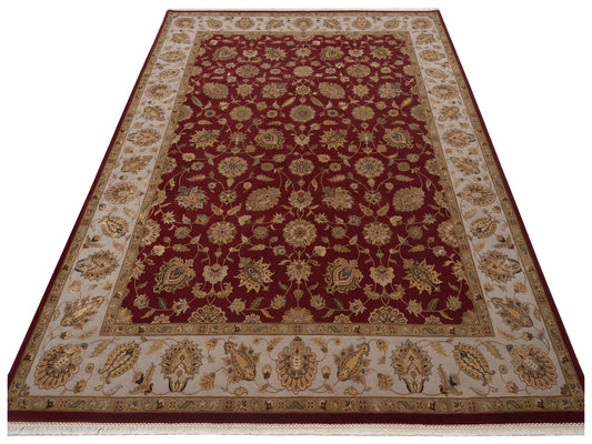 Javira Silk Red Beige 9.2x12.2 Hand Knotted Rug