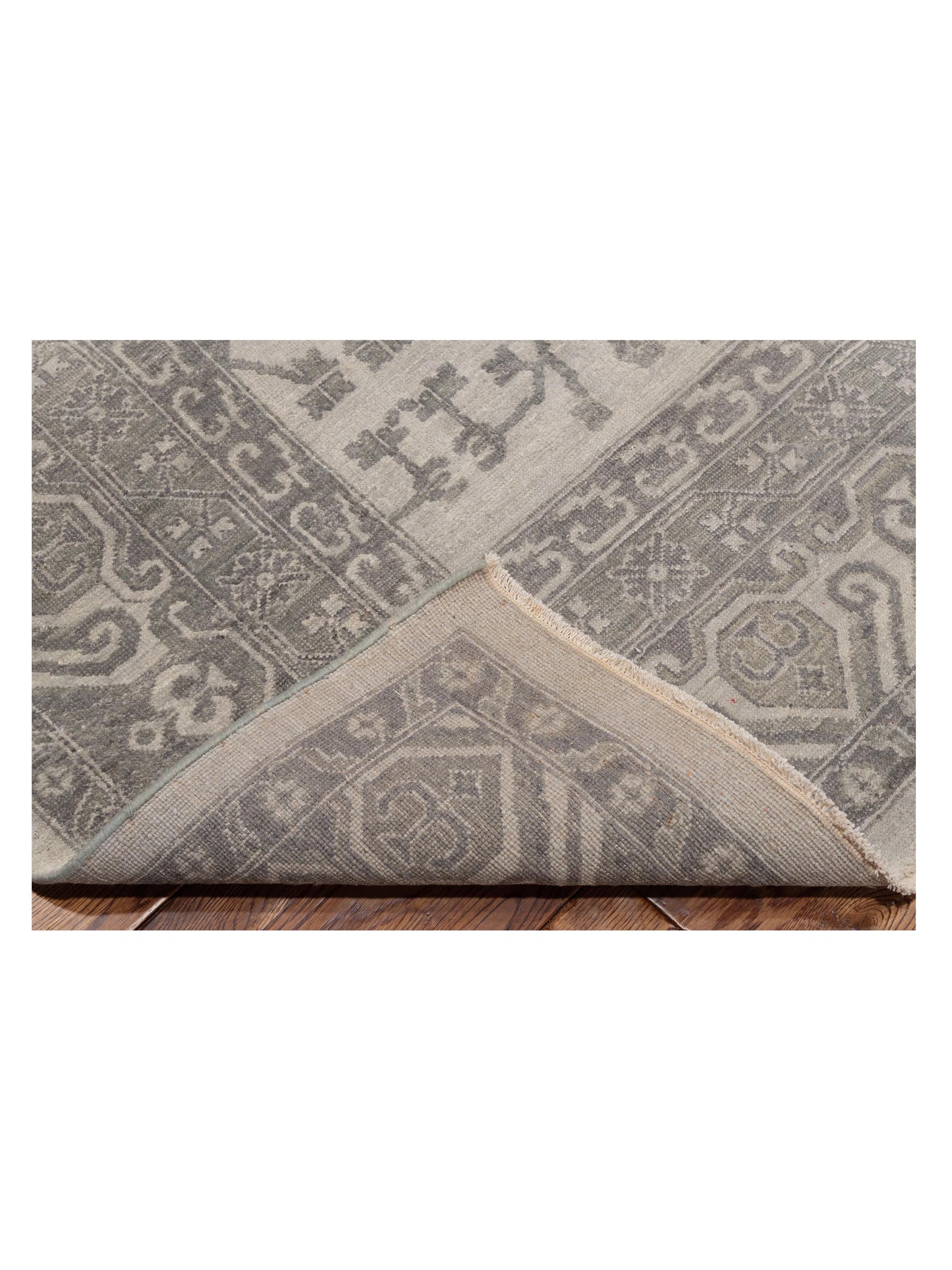 Knotra Ivory Gray 7.11x9.10 Hand Knotted Rug