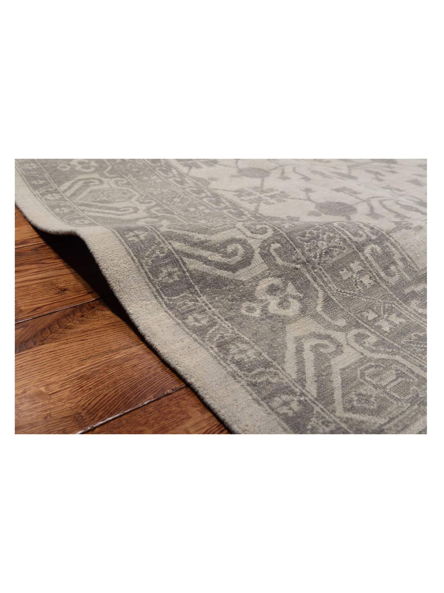 Knotra Ivory Gray 7.11x9.10 Hand Knotted Rug