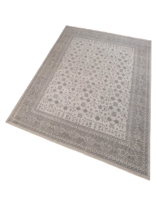 Knotra Ivory Silver 11.9x15.3 Hand Knotted Rug